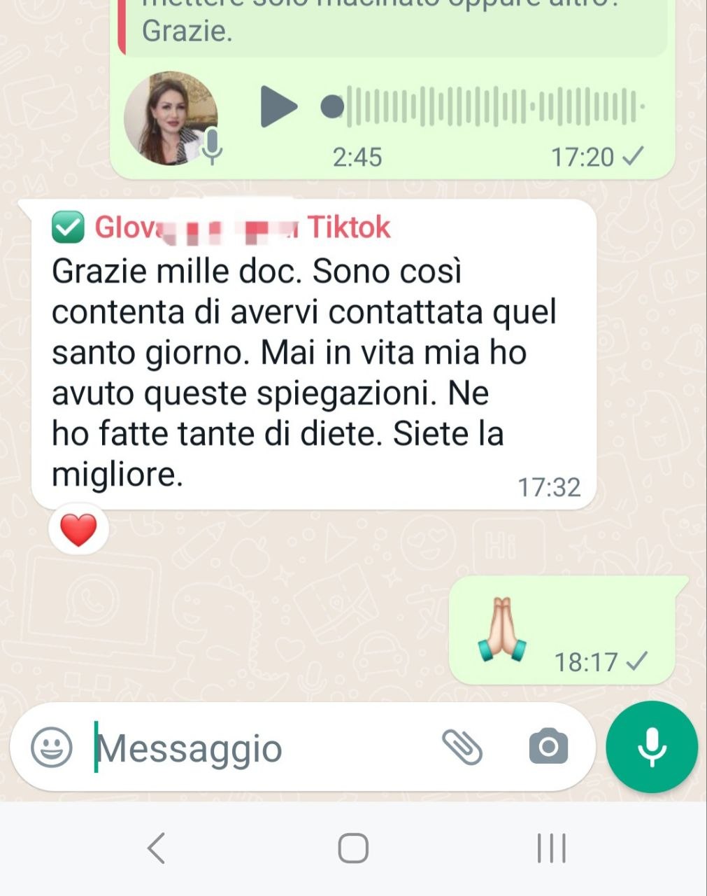 Messaggio di una paziente