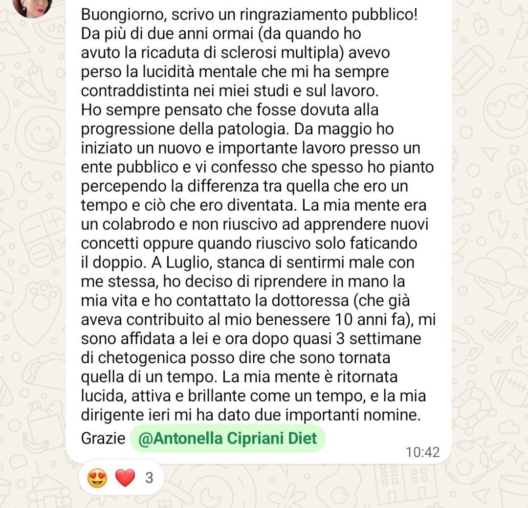Testimonianza di una paziente sul percorso chetogenico